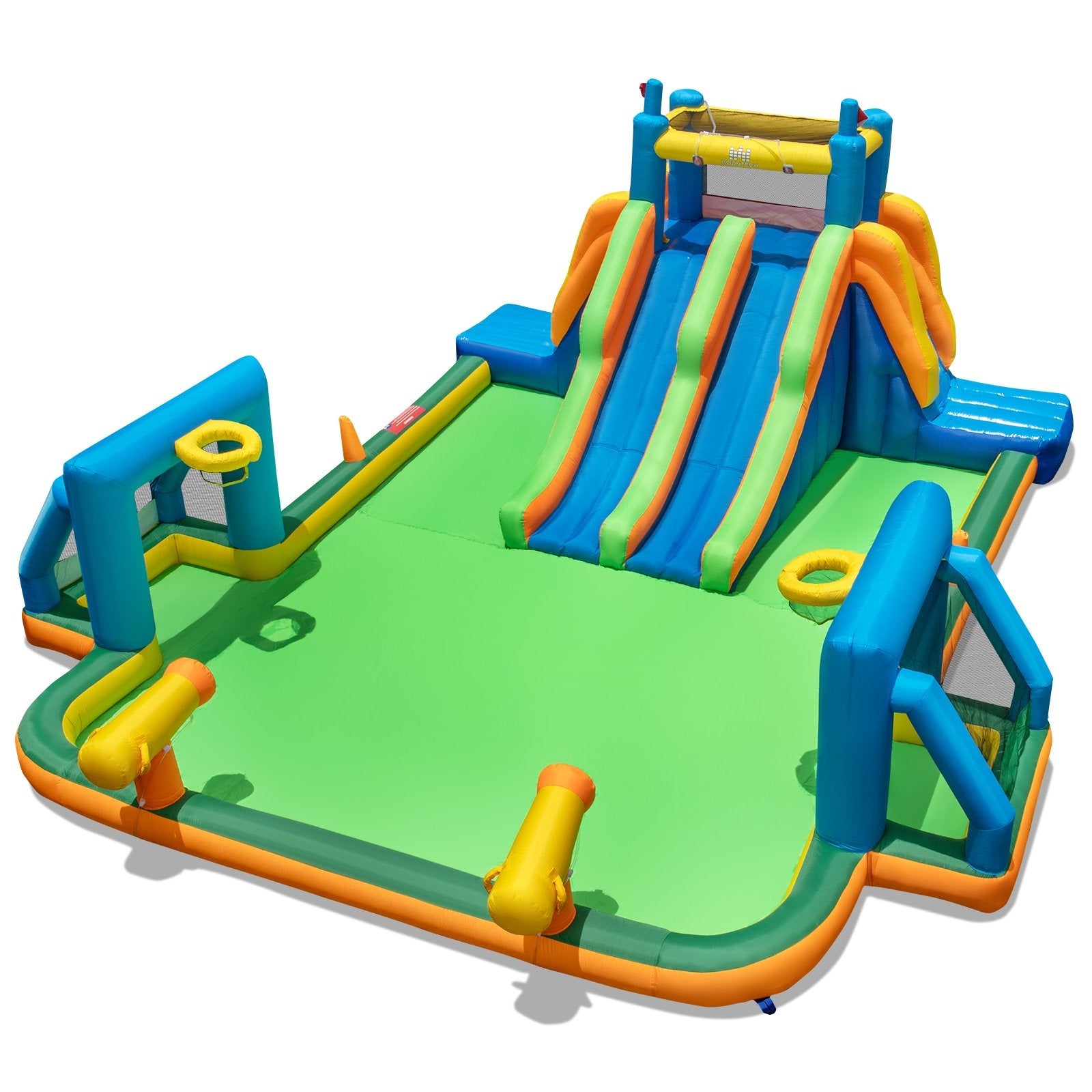 Kids Inflatable Water Slide with 2 Long Slides and 2 Soccer Gates Without Blower, Multicolor Bounce House Multicolor  at Gallery Canada