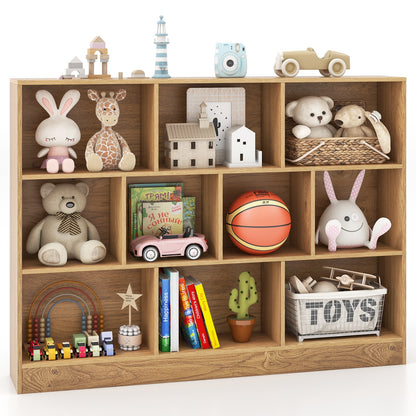 41 inches Wooden Toy Storage Organizer with 10 Cubes for Classroom Daycare Nursery Kindergarten, Natural Kids Storage   at Gallery Canada