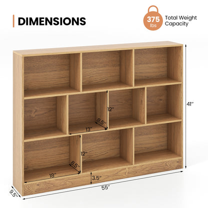 41 inches Wooden Toy Storage Organizer with 10 Cubes for Classroom Daycare Nursery Kindergarten, Natural Kids Storage   at Gallery Canada