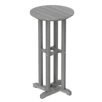 21.5 Inch Round Bar Table Patio HDPE Bar Height Dining Table with Slatted Tabletop, Gray Patio Bar Furniture at Gallery Canada