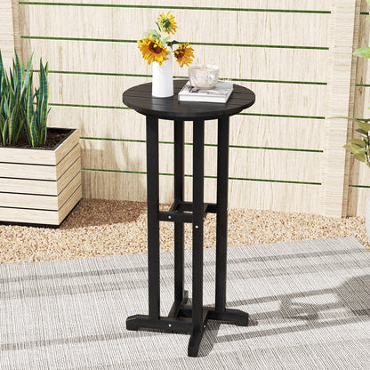 21.5 Inch Round Bar Table Patio HDPE Bar Height Dining Table with Slatted Tabletop, Black Patio Bar Furniture at Gallery Canada