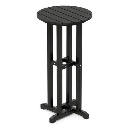 21.5 Inch Round Bar Table Patio HDPE Bar Height Dining Table with Slatted Tabletop, Black Patio Bar Furniture at Gallery Canada