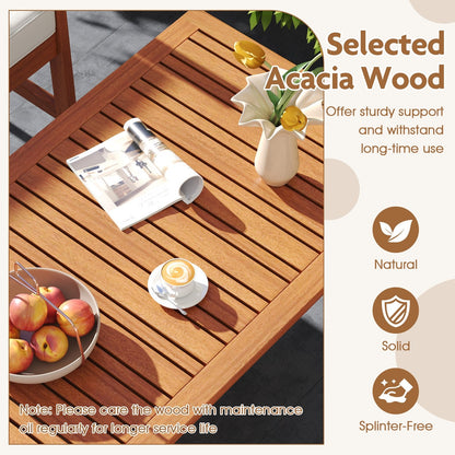 4 Pieces Acacia Wood Furniture Set with Seat Cushions and Robust Wood Frame, White Patio Conversation Sets at Gallery Canada