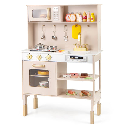 Play Kitchen Height Adjustable with Microwave and Lights and Sounds, Pink Play Kitchen Sets Pink at Gallery Canada