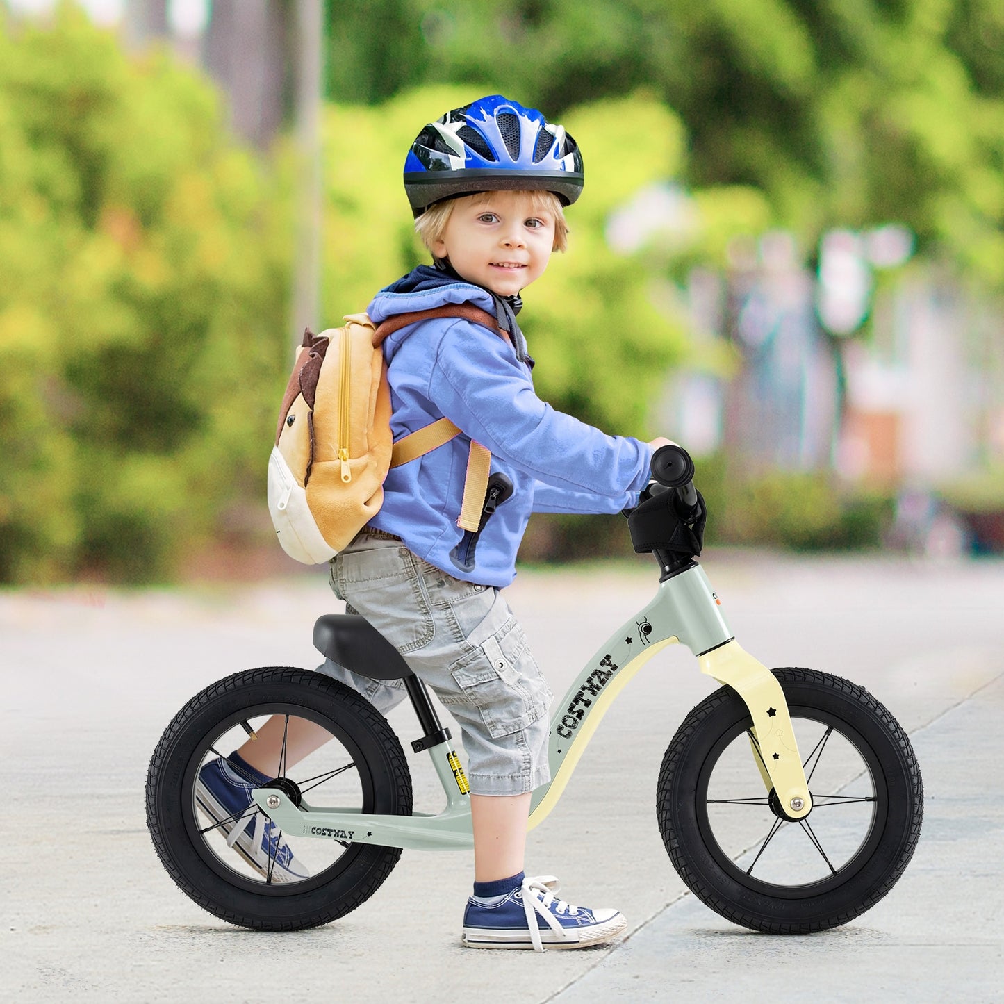 12-Inch Balance Bike with Adjustable Seat and Rotatable Handlebar for Over 36 Months Old, Green Balance Bikes   at Gallery Canada