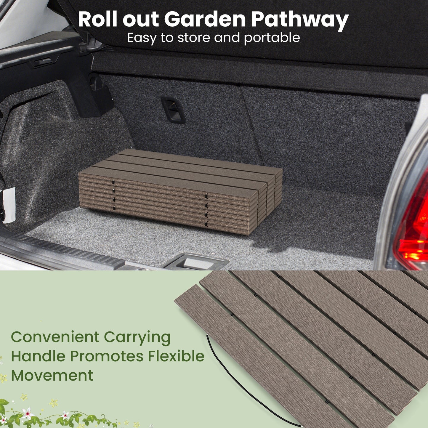 8 Ft Outdoor Garden Pathway Patio Roll Out Straight Walkways with Metal Wire Connection-M Outdoor Decor at Gallery Canada