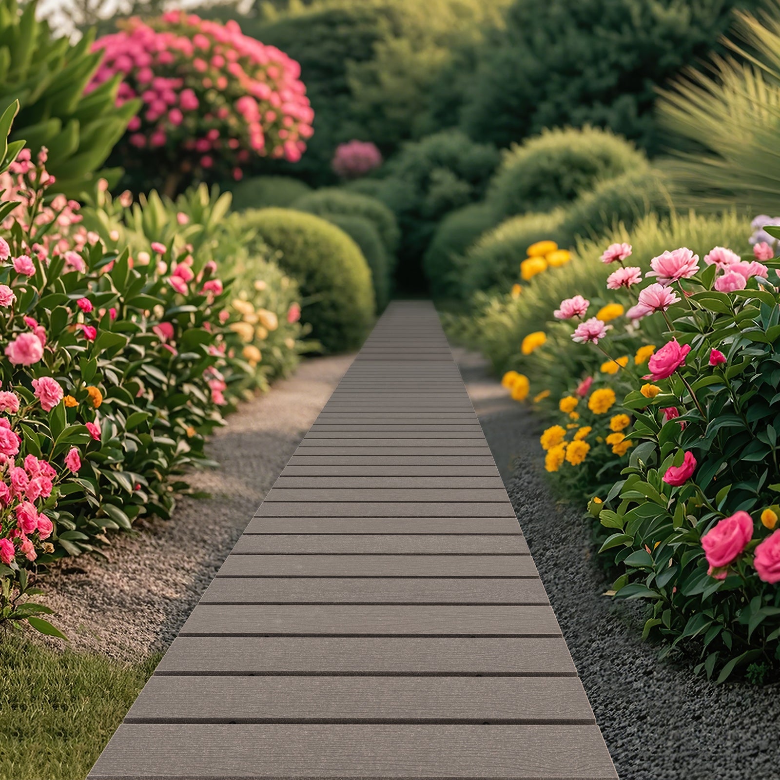 8 Ft Outdoor Garden Pathway Patio Roll Out Straight Walkways with Metal Wire Connection-S, Gray Outdoor Decor at Gallery Canada