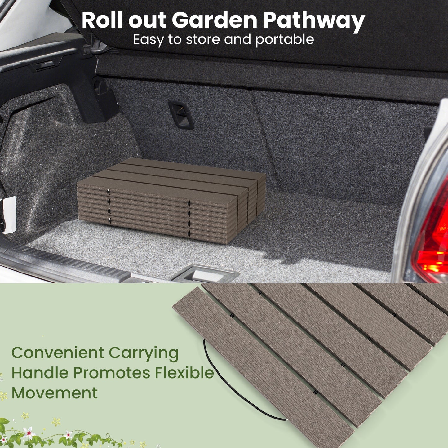 8 Ft Outdoor Garden Pathway Patio Roll Out Straight Walkways with Metal Wire Connection-S, Gray Outdoor Decor at Gallery Canada