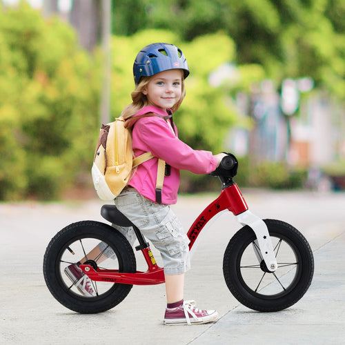 12-Inch Balance Bike with Adjustable Seat and Rotatable Handlebar for Over 36 Months Old, Red