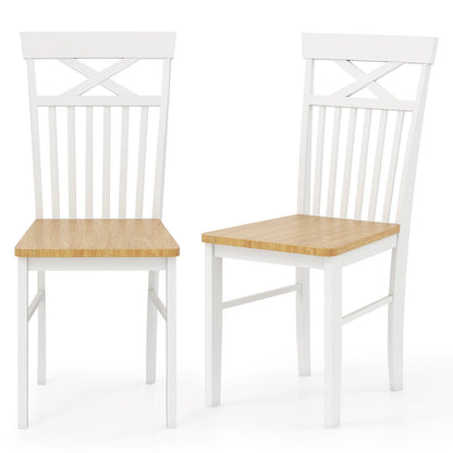 Wooden Kitchen Dining Chair Set of 2 with Rubber Wood Frame, Natural Dining Chairs Natural at Gallery Canada