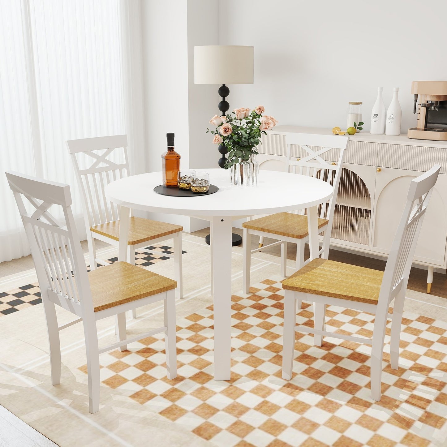 Wooden Kitchen Dining Chair Set of 2 with Rubber Wood Frame, Natural Dining Chairs at Gallery Canada