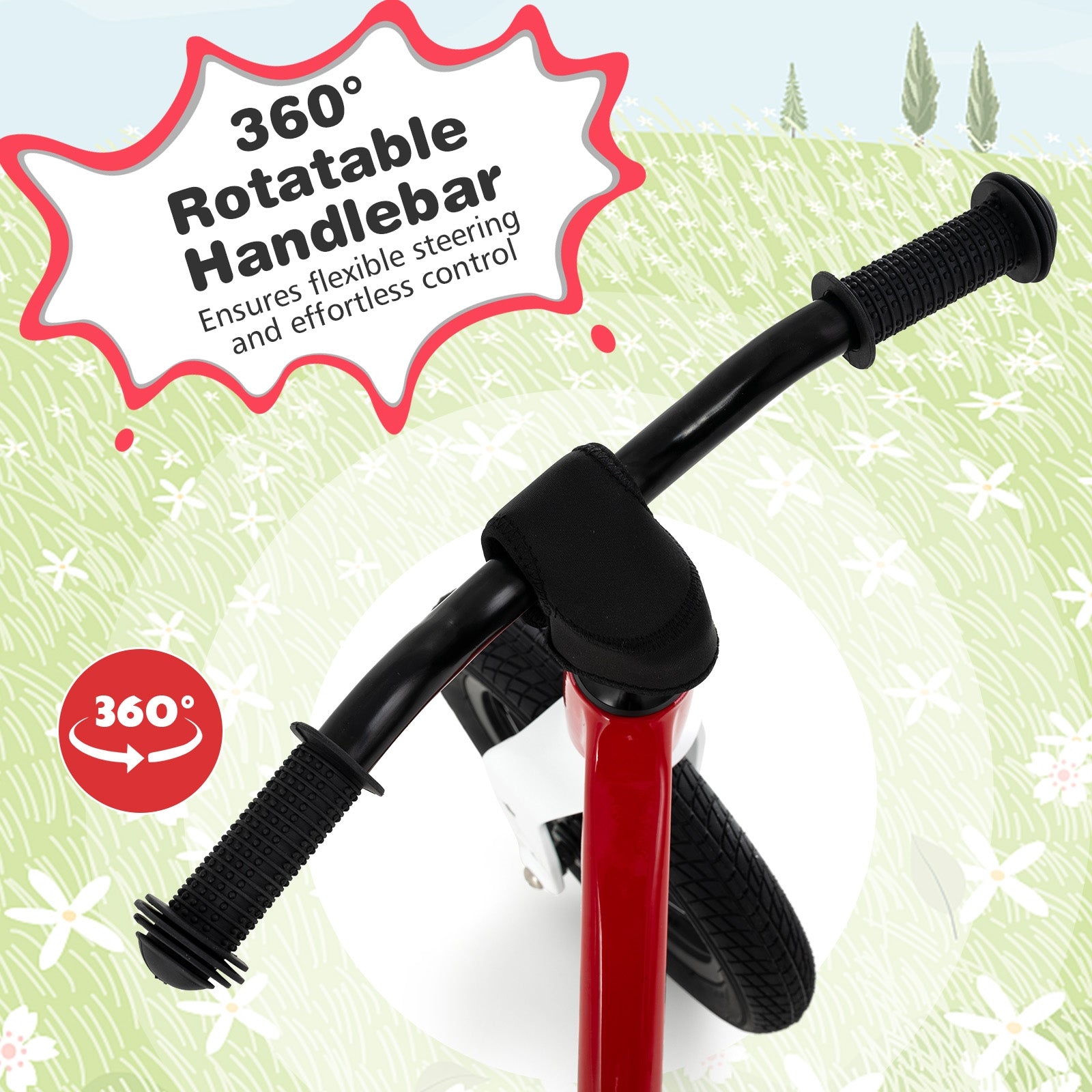 12-Inch Balance Bike with Adjustable Seat and Rotatable Handlebar for Over 36 Months Old, Red Balance Bikes at Gallery Canada