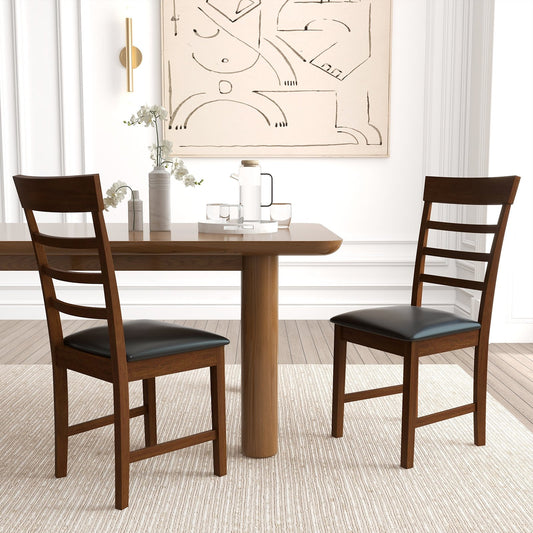 Wooden Dining Chair with Rubber Wood Frame Set of 2, Oak Dining Chairs Oak at Gallery Canada