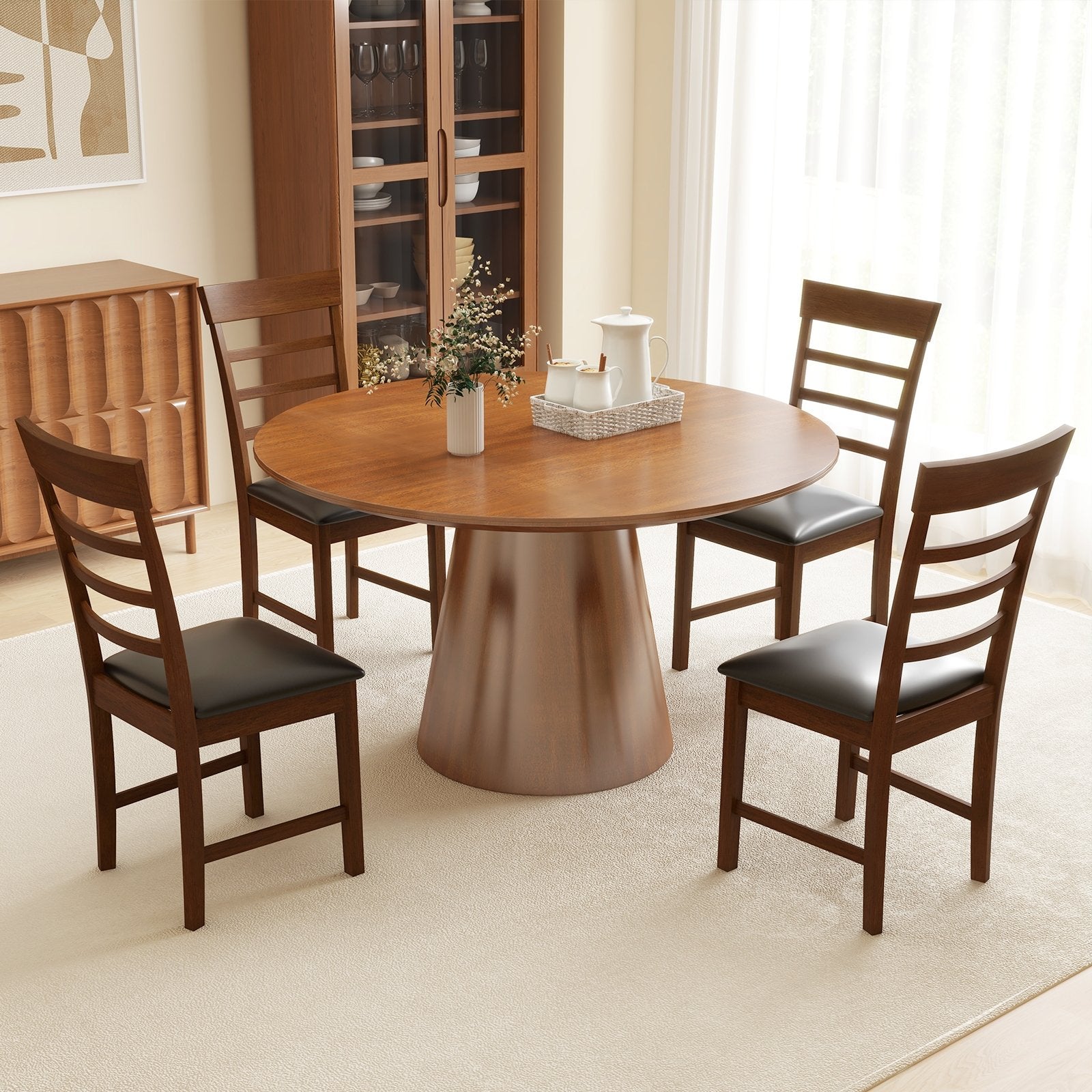 Wooden Dining Chair with Rubber Wood Frame Set of 2, Oak Dining Chairs at Gallery Canada