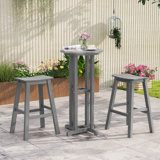 29 Inch HDPE Patio Bar Stool Set of 2 Armless Saddle Stools, Gray Bar Stools Gray at Gallery Canada