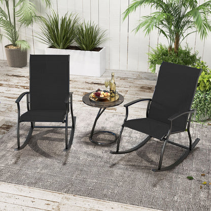 2 Pieces Outdoor Rocking Chairs with Breathable Backrest, Black Patio Rocking Chairs & Gliders at Gallery Canada