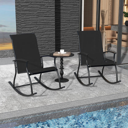 2 Pieces Outdoor Rocking Chairs with Breathable Backrest, Black Patio Rocking Chairs & Gliders at Gallery Canada