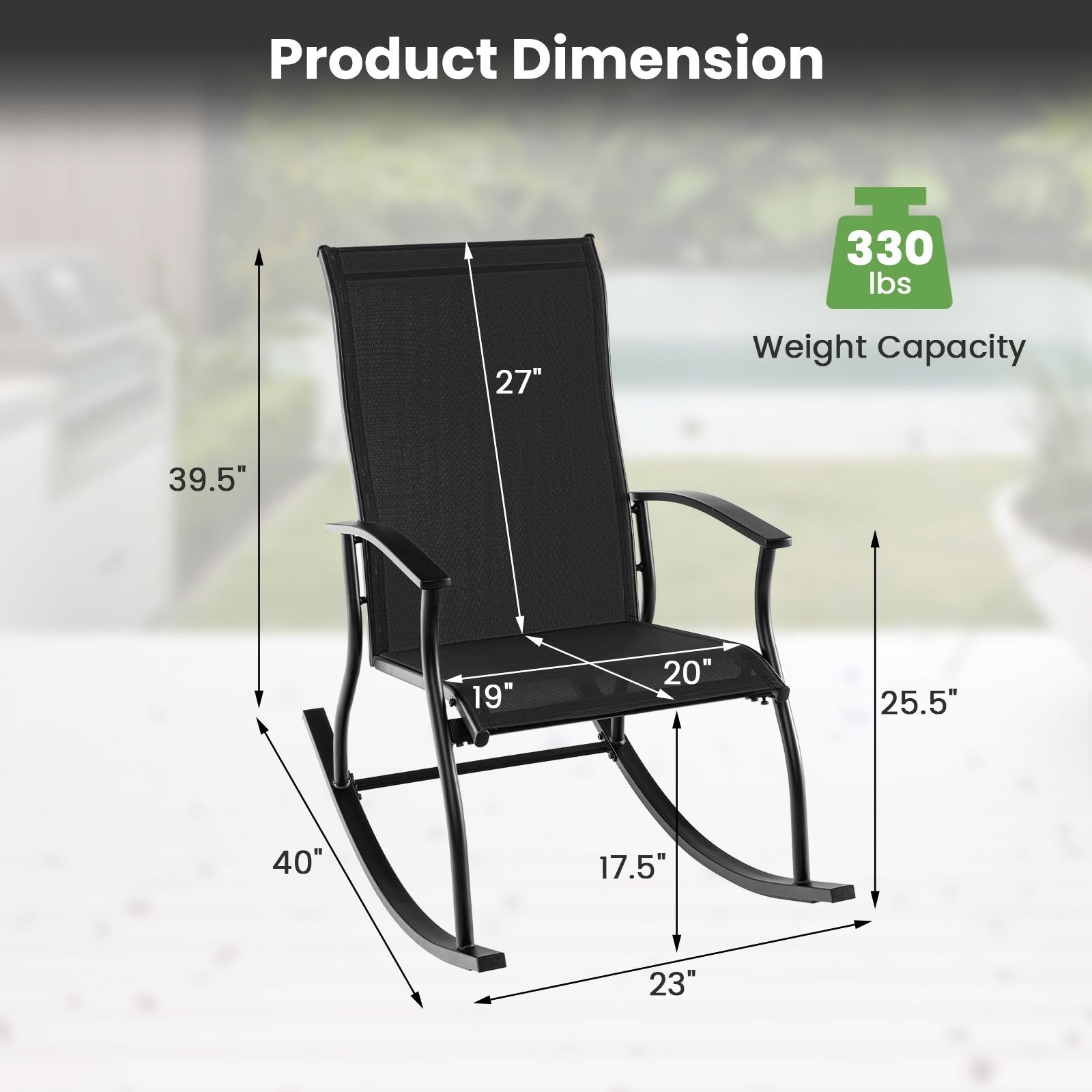 2 Pieces Outdoor Rocking Chairs with Breathable Backrest, Black Patio Rocking Chairs & Gliders at Gallery Canada