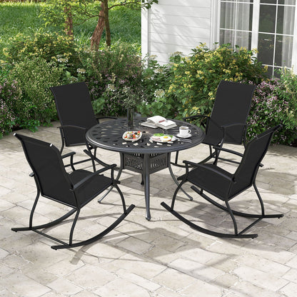 2 Pieces Outdoor Rocking Chairs with Breathable Backrest, Black Patio Rocking Chairs & Gliders at Gallery Canada