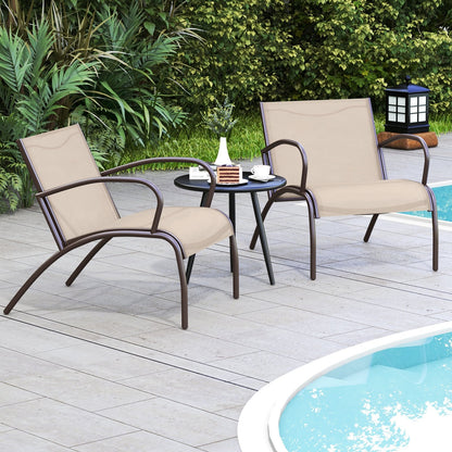 3 Piece Patio Metal Aluminum Wide Armchair and Table Set-Rusic Brown Patio Conversation Sets at Gallery Canada