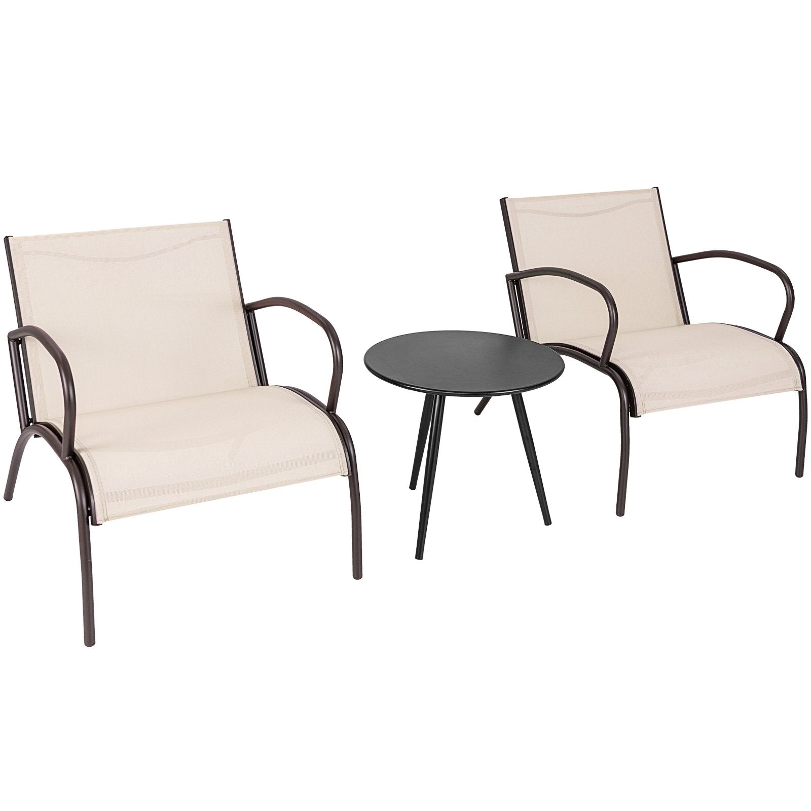 3 Piece Patio Metal Aluminum Wide Armchair and Table Set-Rusic Brown Patio Conversation Sets Options at Gallery Canada