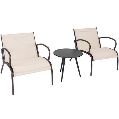 3 Piece Patio Metal Aluminum Wide Armchair and Table Set-Rusic Brown Patio Conversation Sets Options at Gallery Canada