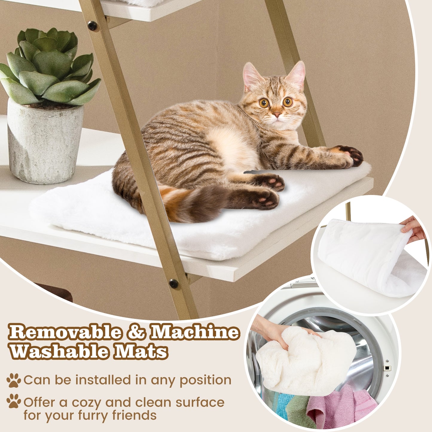 Large Cat Litter Box Enclosure with Storage and Ladder Shelf, White Cat Houses at Gallery Canada