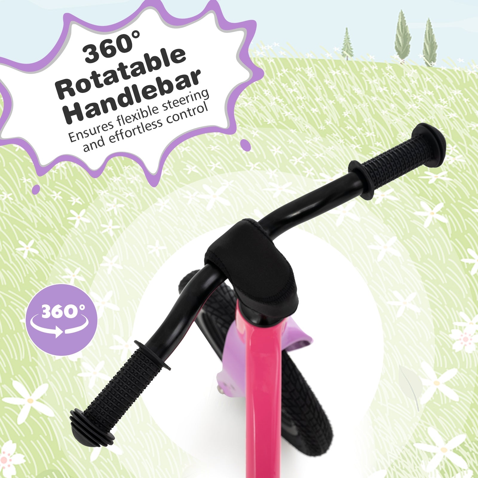 12-Inch Balance Bike with Adjustable Seat and Rotatable Handlebar for Over 36 Months Old, Pink Balance Bikes at Gallery Canada