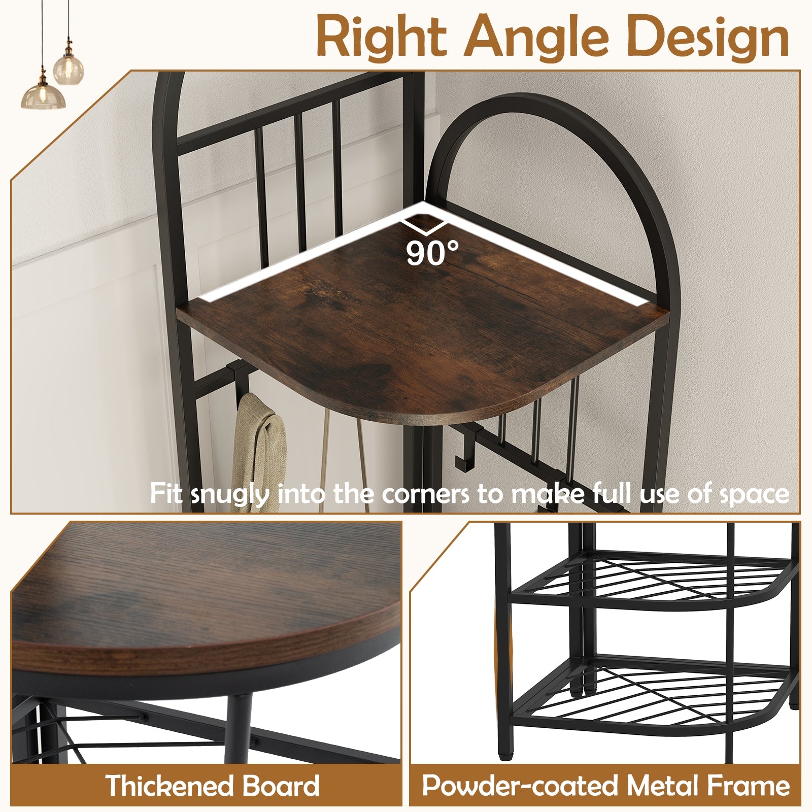 4-Tier Coat Rack Corner Hall Tree with Shoe Storage Bench, Rustic Brown Shoe Racks & Storage Benches at Gallery Canada