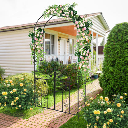 2 in 1 Garden Arbor with Door and Latch for Outdoor Lawn, Black Outdoor Decor at Gallery Canada