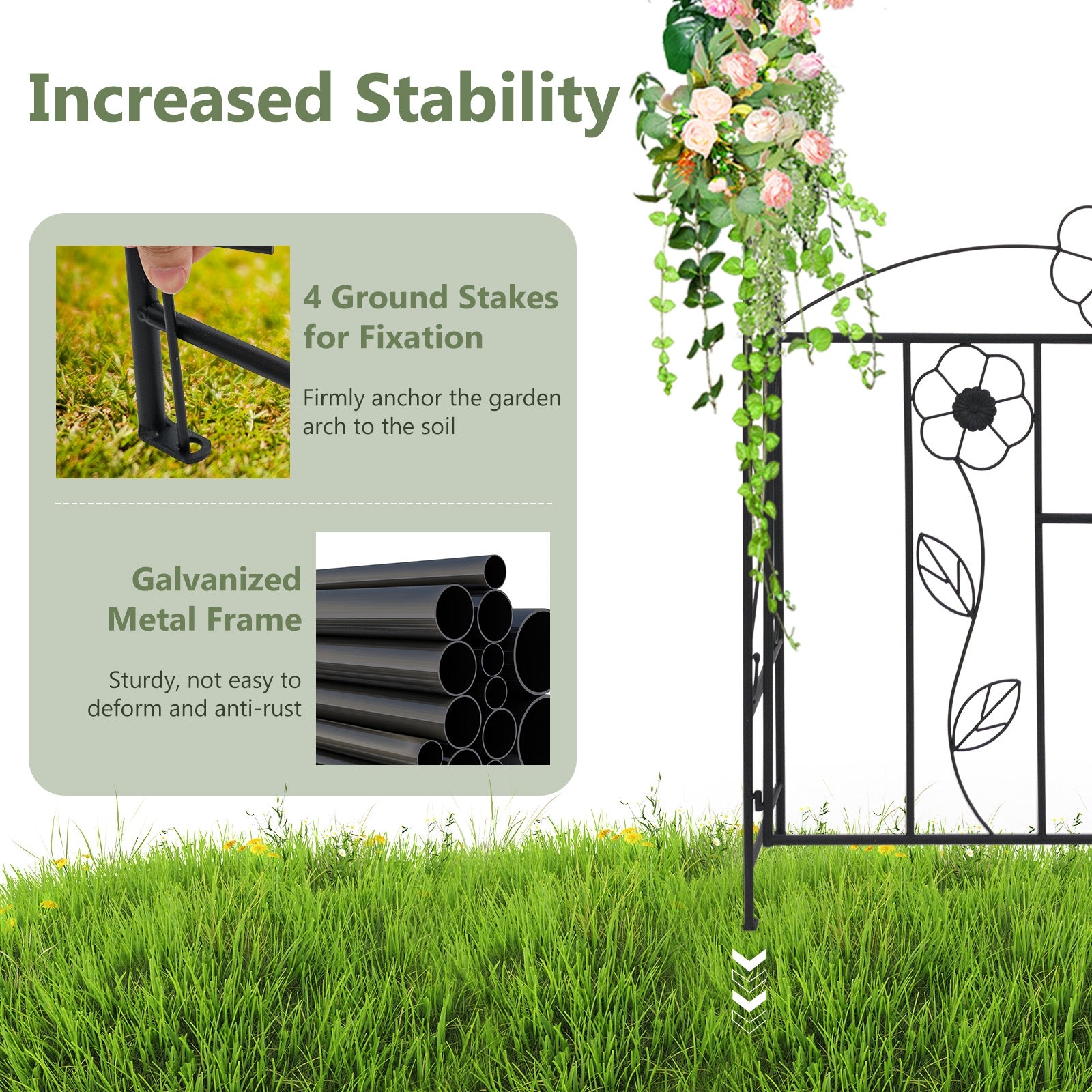 2 in 1 Garden Arbor with Door and Latch for Outdoor Lawn, Black Outdoor Decor at Gallery Canada