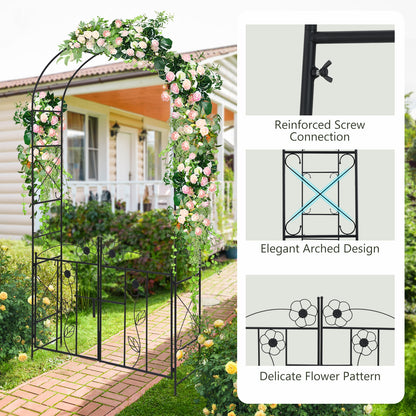 2 in 1 Garden Arbor with Door and Latch for Outdoor Lawn, Black Outdoor Decor at Gallery Canada