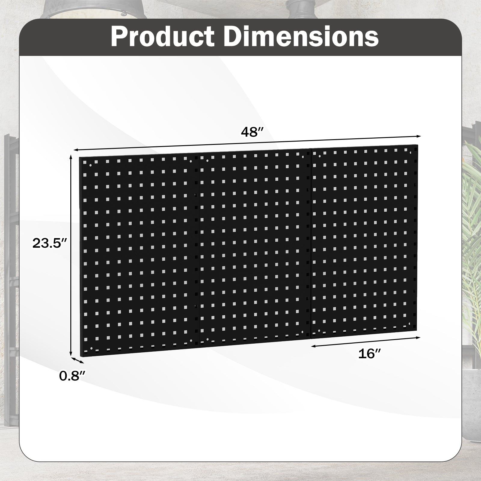 Wall-Mounted Pegboard Kit with 3 Pegboards for Garage Workshop, Black Garages at Gallery Canada