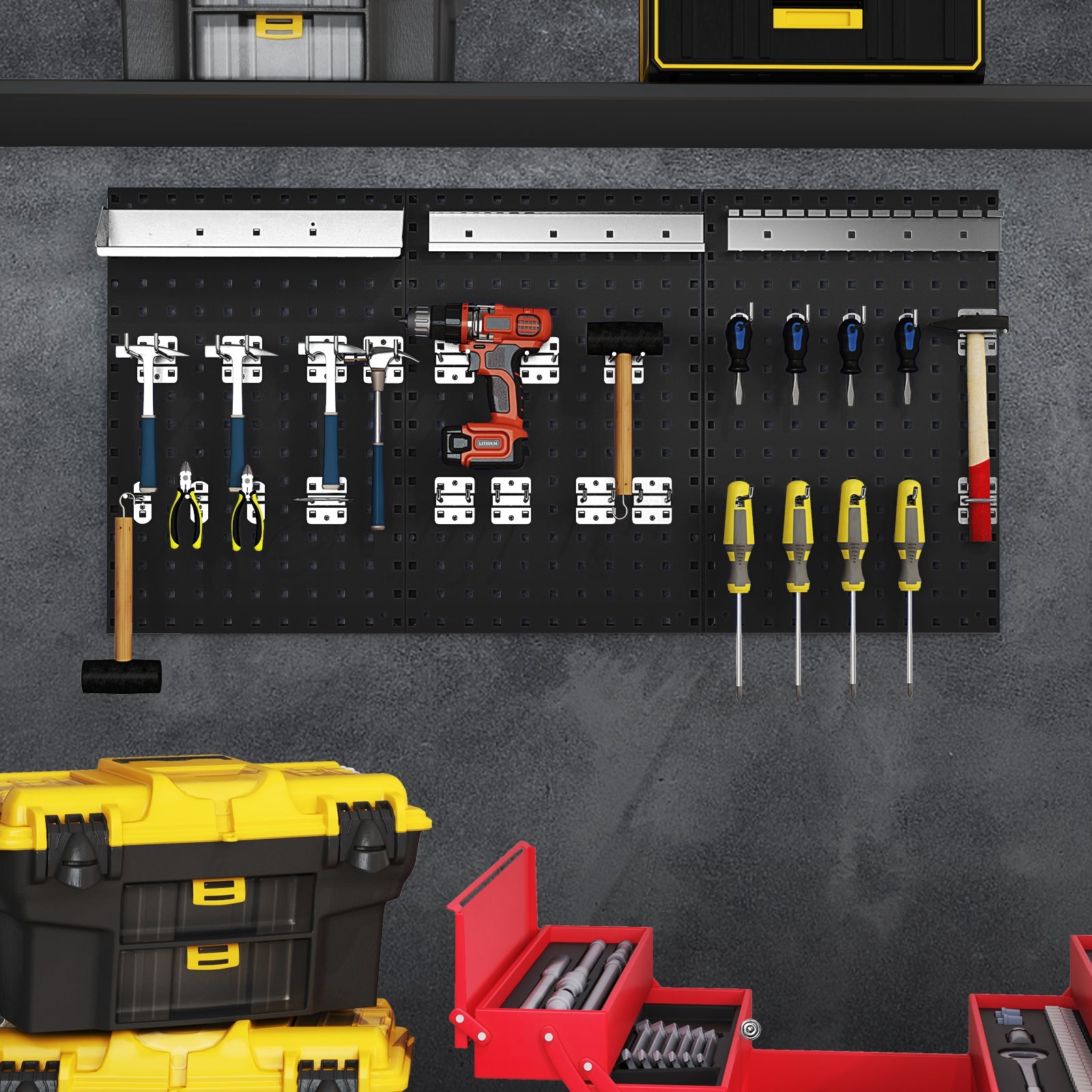 Wall-Mounted Pegboard Kit with 3 Pegboards for Garage Workshop, Black Garages at Gallery Canada