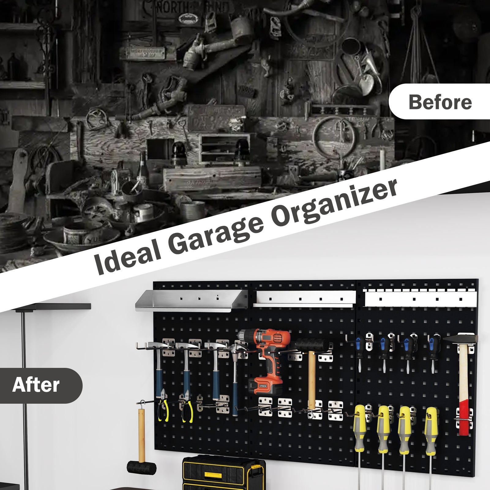 Wall-Mounted Pegboard Kit with 3 Pegboards for Garage Workshop, Black Garages at Gallery Canada