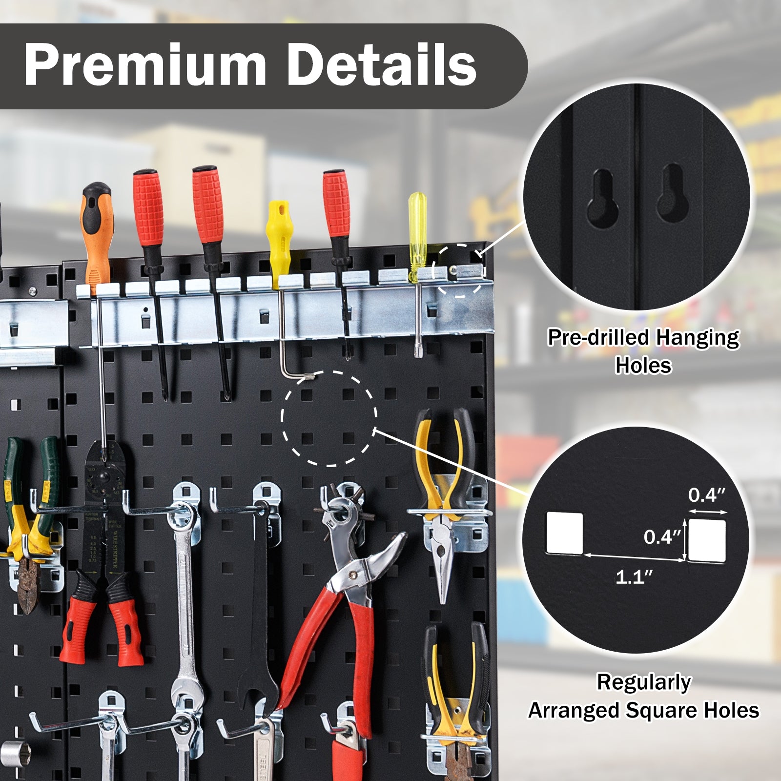 Wall-Mounted Pegboard Kit with 3 Pegboards for Garage Workshop, Black Garages at Gallery Canada