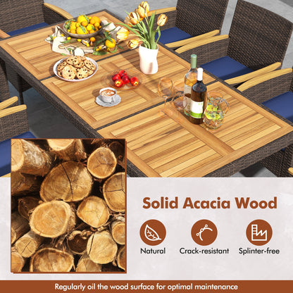 9 Piece Outdoor Dining Set with Acacia Wood Table Top, Navy Patio Dining Sets at Gallery Canada