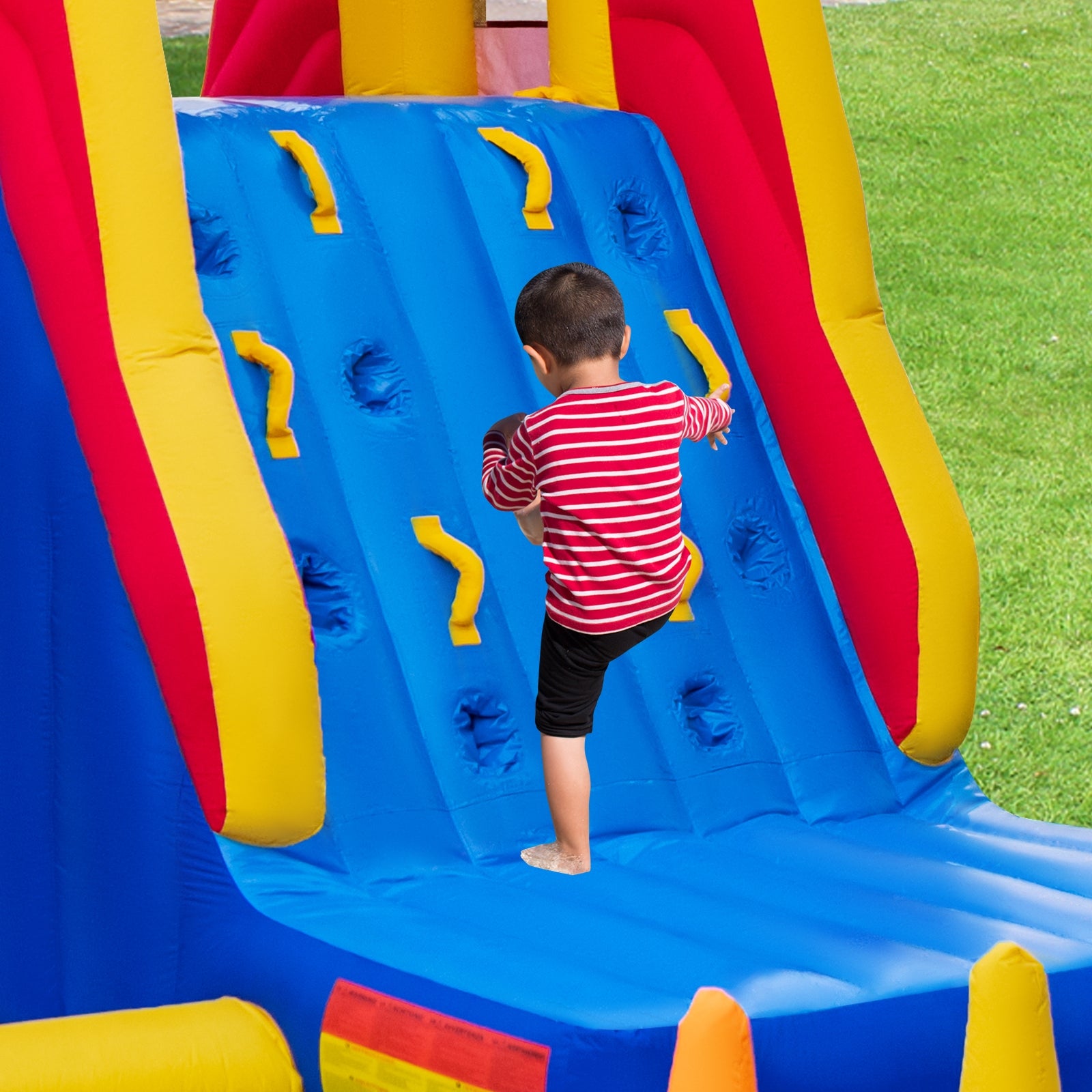 6-In-1 Inflatable Water Slide with Dual Slides Climbing Wall and Cave Crawling Game with 950W Blower, Multicolor Bounce House at Gallery Canada