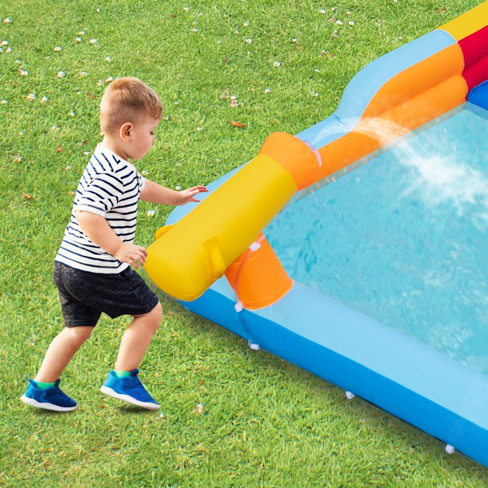 6-In-1 Inflatable Water Slide with Dual Slides Climbing Wall and Cave Crawling Game with 950W Blower, Multicolor Bounce House at Gallery Canada