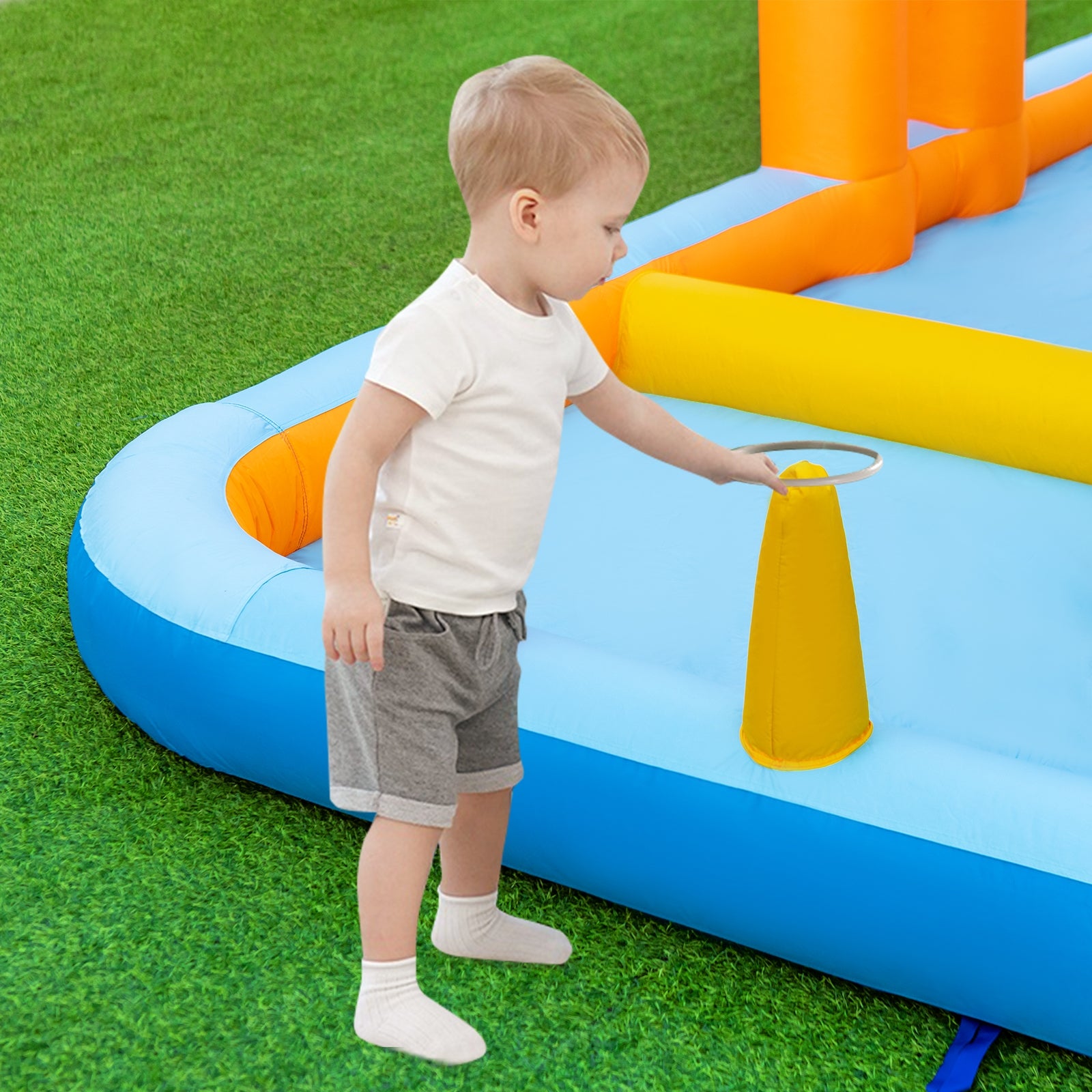 6-In-1 Inflatable Water Slide with Dual Slides Climbing Wall and Cave Crawling Game with 950W Blower, Multicolor Bounce House at Gallery Canada