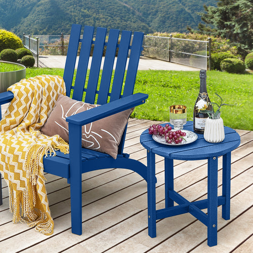 Set of 2 18 Inch Round Weather-Resistant Adirondack Side Tables, Navy