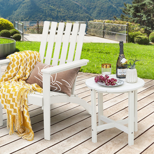 Set of 2 18 Inch Round Weather-Resistant Adirondack Side Tables, White