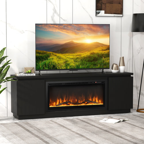Fireplace TV Stand for TVs up to 80 Inch with 3 Adjustable Shelves, Black