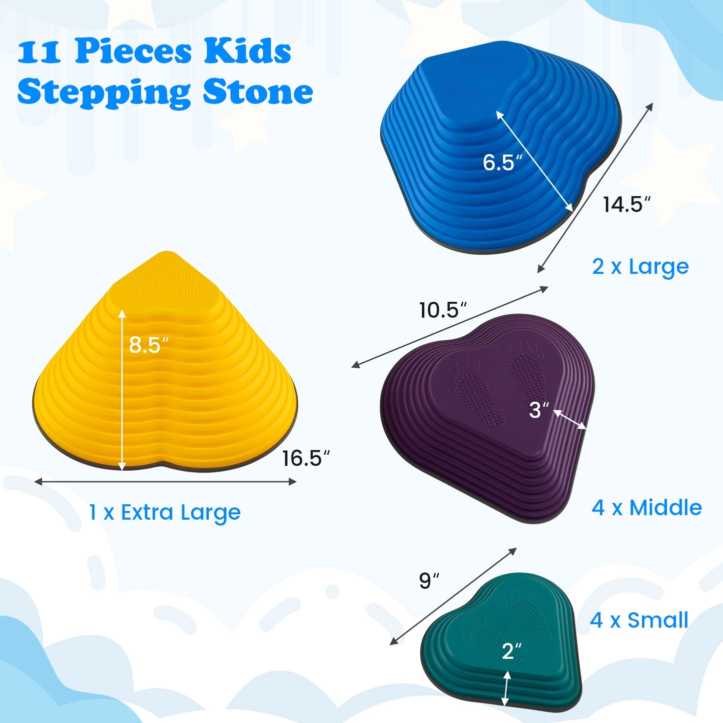 11 Pieces Kids Stepping Stones Stackable Balance Blocks Indoor Outdoor, Multicolor Toy Sports at Gallery Canada