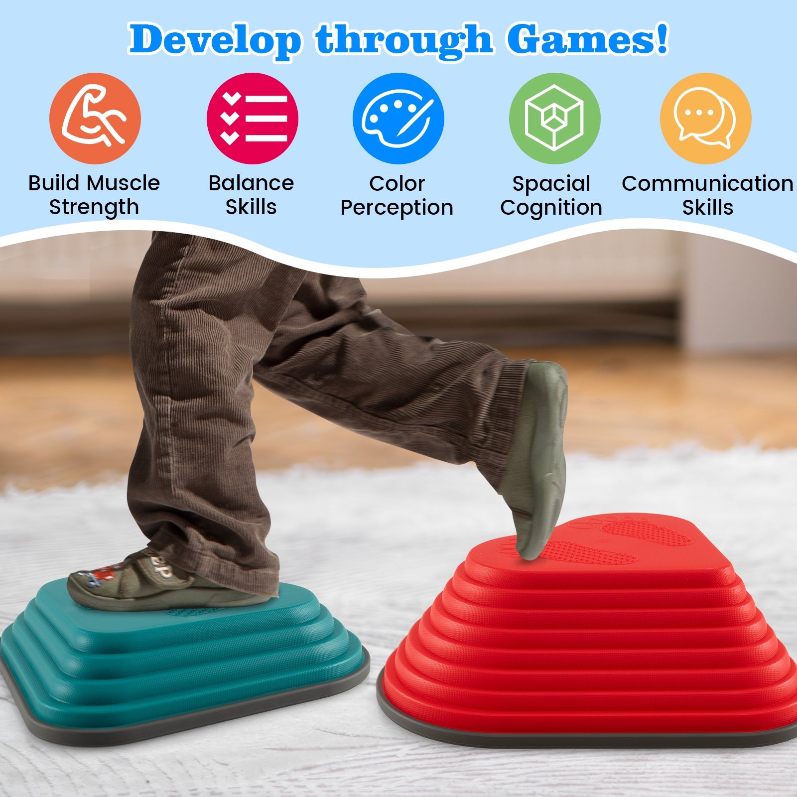 11 Pieces Kids Stepping Stones Stackable Balance Blocks Indoor Outdoor, Multicolor Toy Sports at Gallery Canada