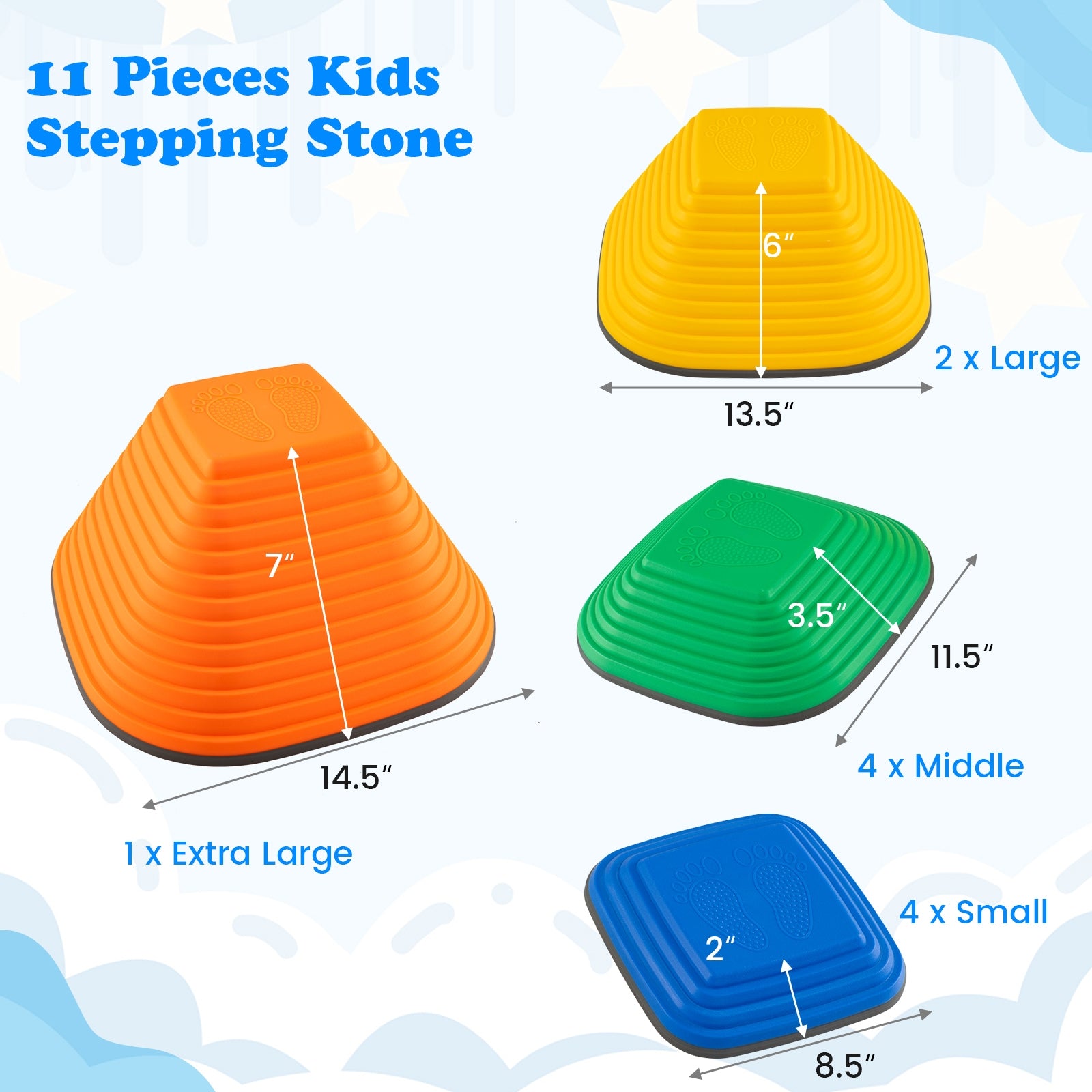 11 Pieces Kids Stepping Stone Square Stackable Indoor Outdoor, Multicolor Toy Sports at Gallery Canada