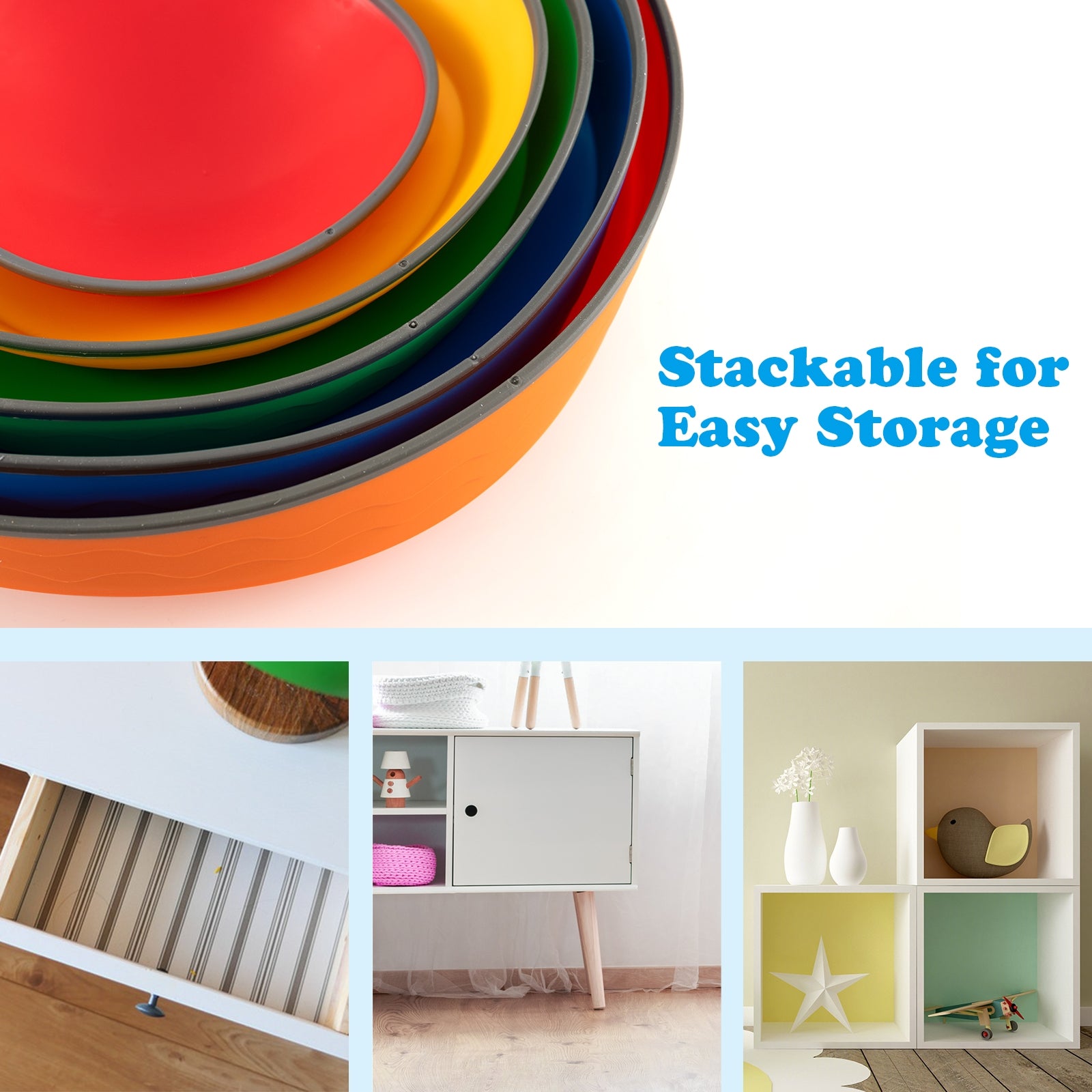 5 Pieces Kids Stepping Stones Stackable Round River Stone Indoor Outdoor, Multicolor Toy Sports at Gallery Canada