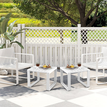 Weather Resistant Adirondack Outdoor Side Table Set of 2, White Patio Coffee Tables at Gallery Canada