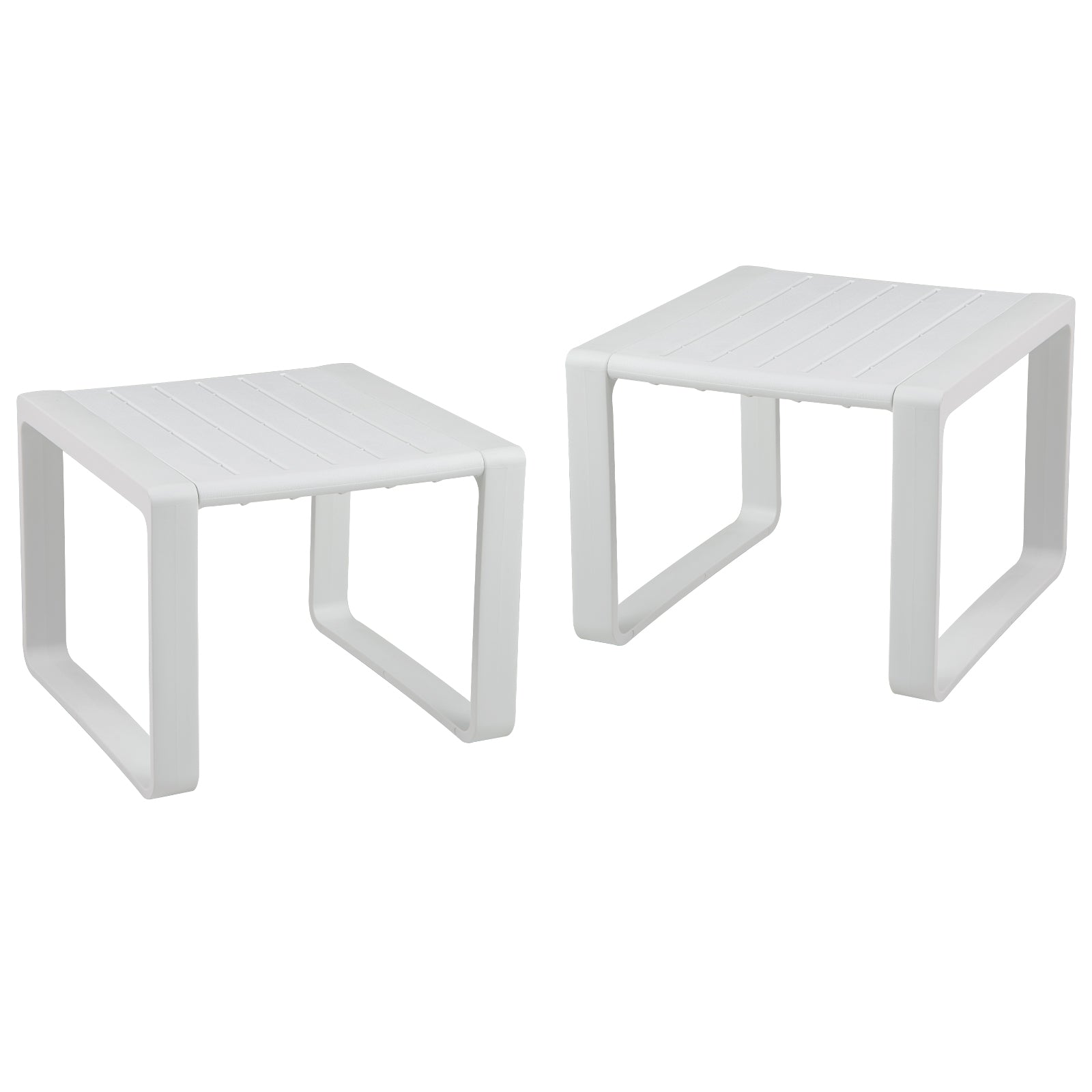 Weather Resistant Adirondack Outdoor Side Table Set of 2, White Patio Coffee Tables White at Gallery Canada