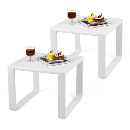 Weather Resistant Adirondack Outdoor Side Table Set of 2, White Patio Coffee Tables at Gallery Canada